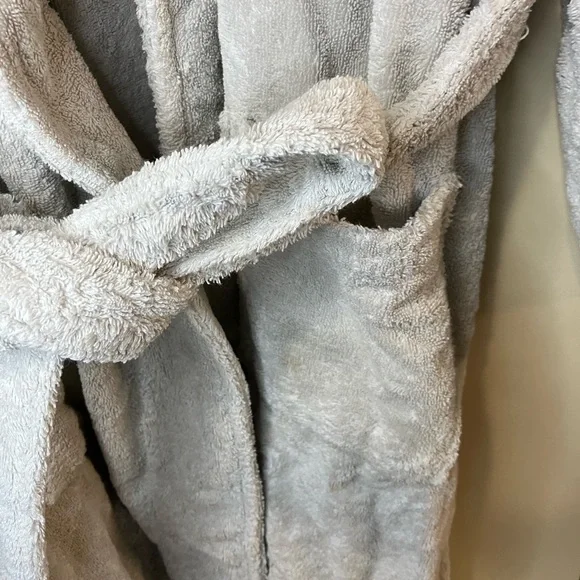 Para hute Off White Light Grey Cotton Robe Size Medium - Picture 4 of 7